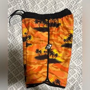 💰2/$10 Kids Laguna orange and yellow swim trunks-size med 10/12